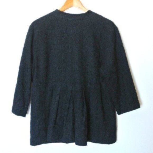 Eileen‎ Fisher Black Texturized Embroidered Blazer L Large - Picture 6 of 8